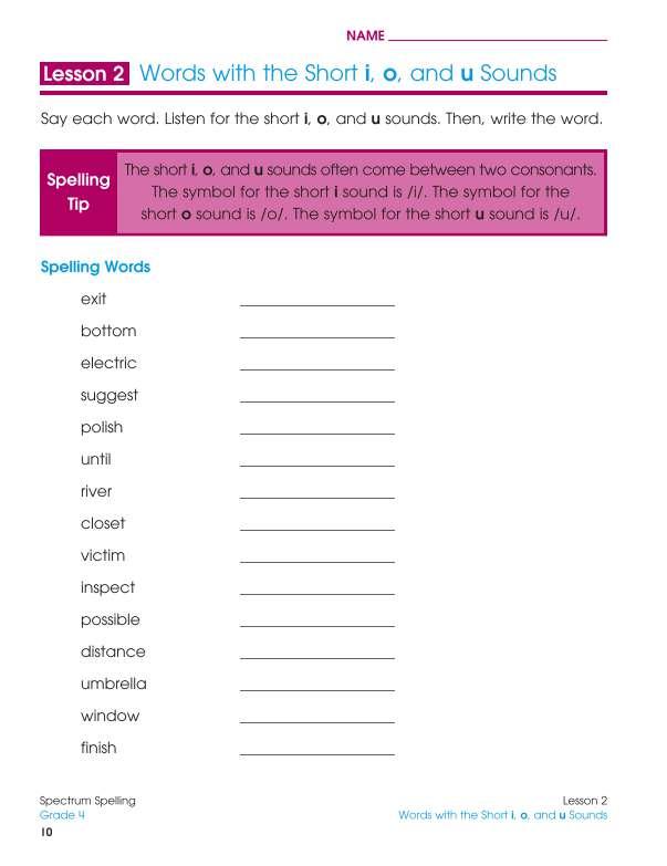 Spectrum Spelling Workbook, Grade 4