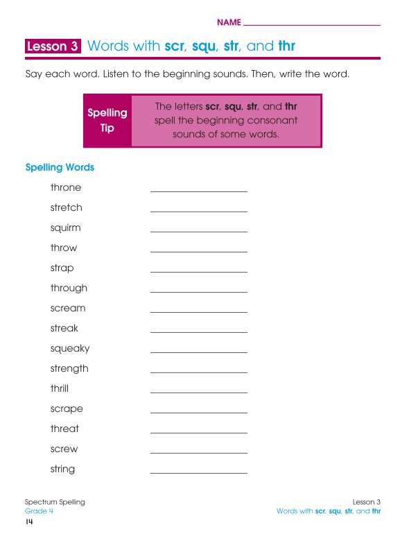 Spectrum Spelling Workbook, Grade 4
