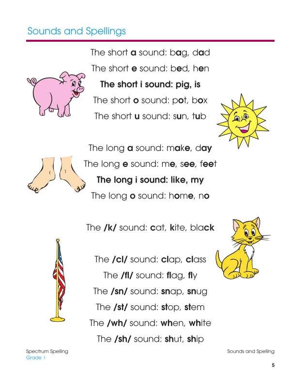 Spectrum Spelling Workbook, Grade 1