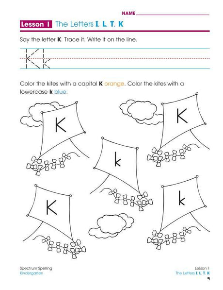 Spectrum Spelling Workbook, Grade K