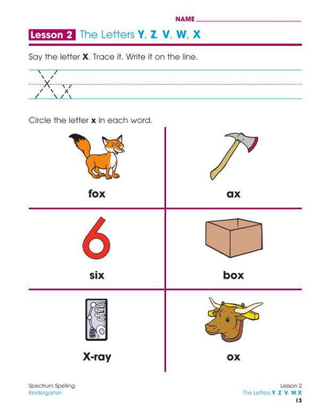 Spectrum Spelling Workbook, Grade K