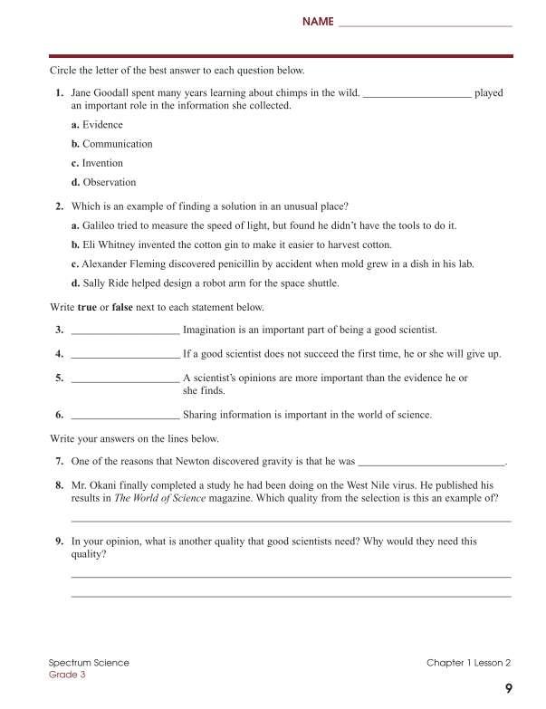 Spectrum Science Workbook, Grade 3