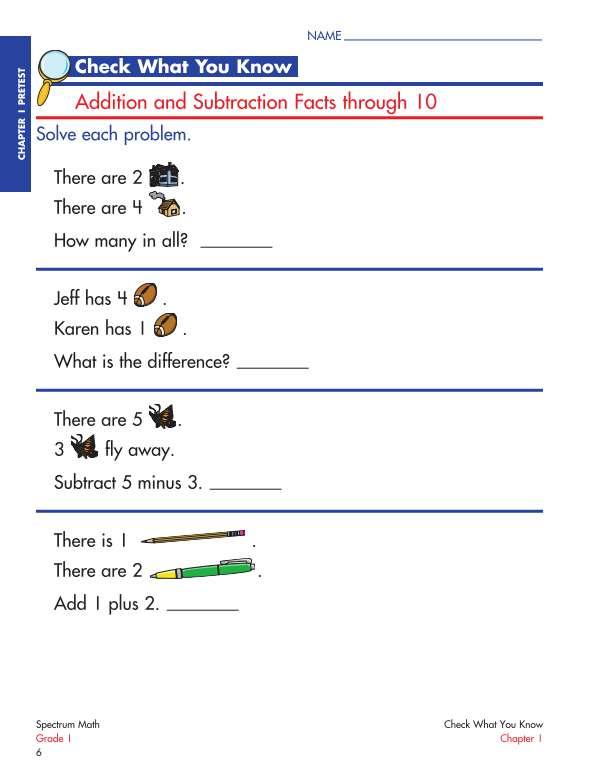 Spectrum Math Workbook, Grade 1