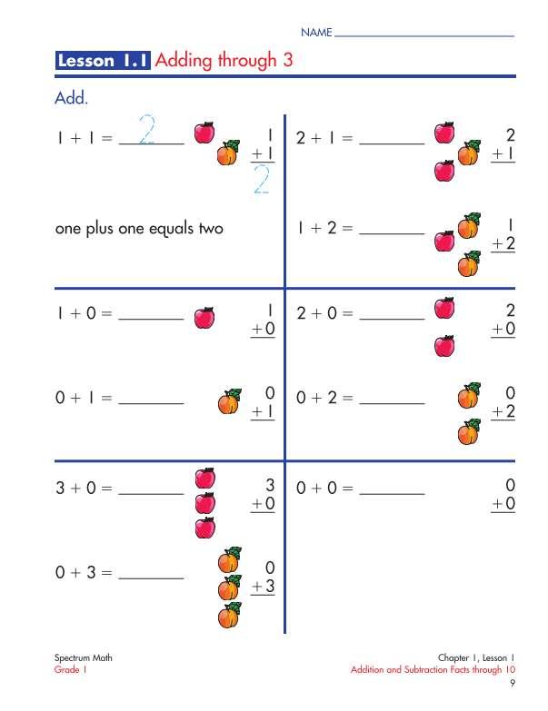 Spectrum Math Workbook, Grade 1