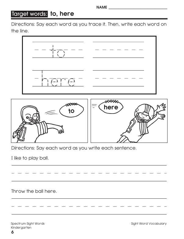 Spectrum Sight Words Workbook, Grade K
