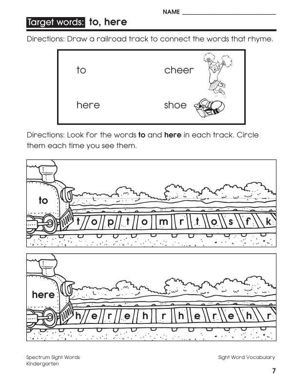 Spectrum Sight Words Workbook, Grade K