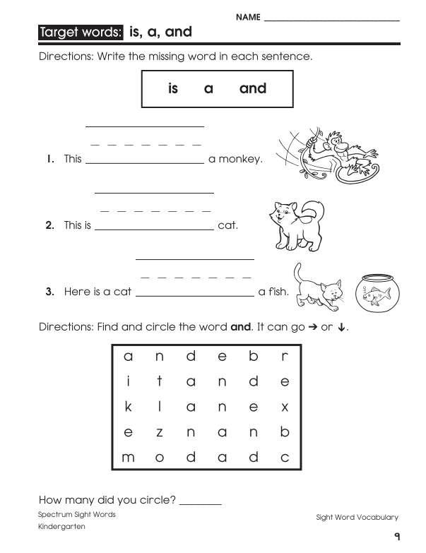 Spectrum Sight Words Workbook, Grade K