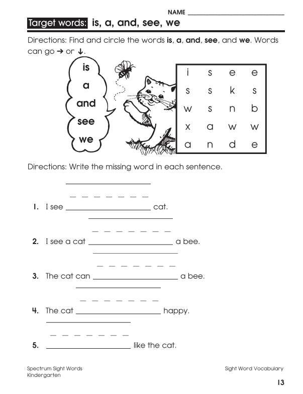 Spectrum Sight Words Workbook, Grade K