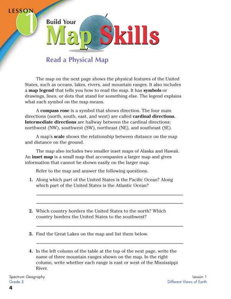 Spectrum Geography Workbook, Grade 5