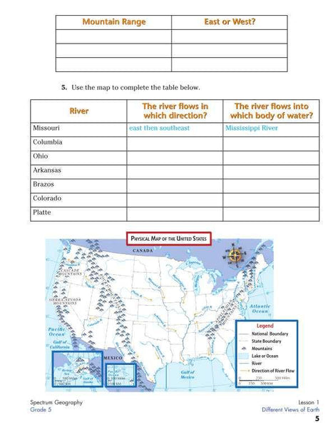Spectrum Geography Workbook, Grade 5