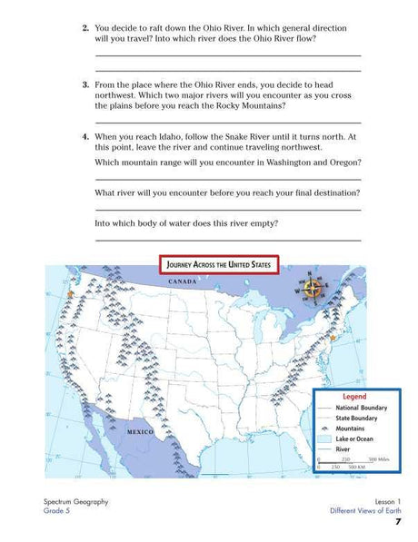 Spectrum Geography Workbook, Grade 5