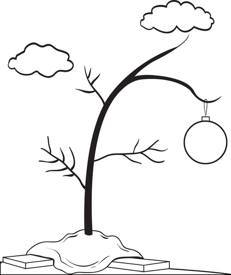 FREE Printable Charlie Brown's Christmas Tree Coloring Page for Kids