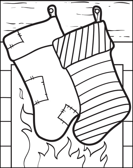 FREE Printable Christmas Stockings Coloring Page for Kids
