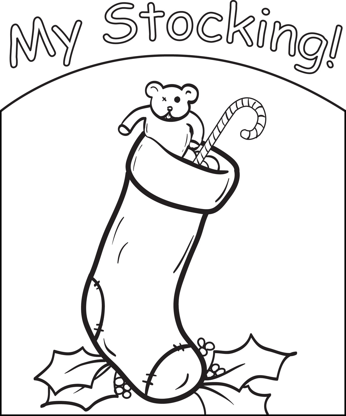 FREE Printable Christmas Stocking Coloring Page for Kids