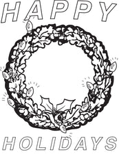 Happy Holidays FREE Printable Christmas Wreath Coloring Page for Kids