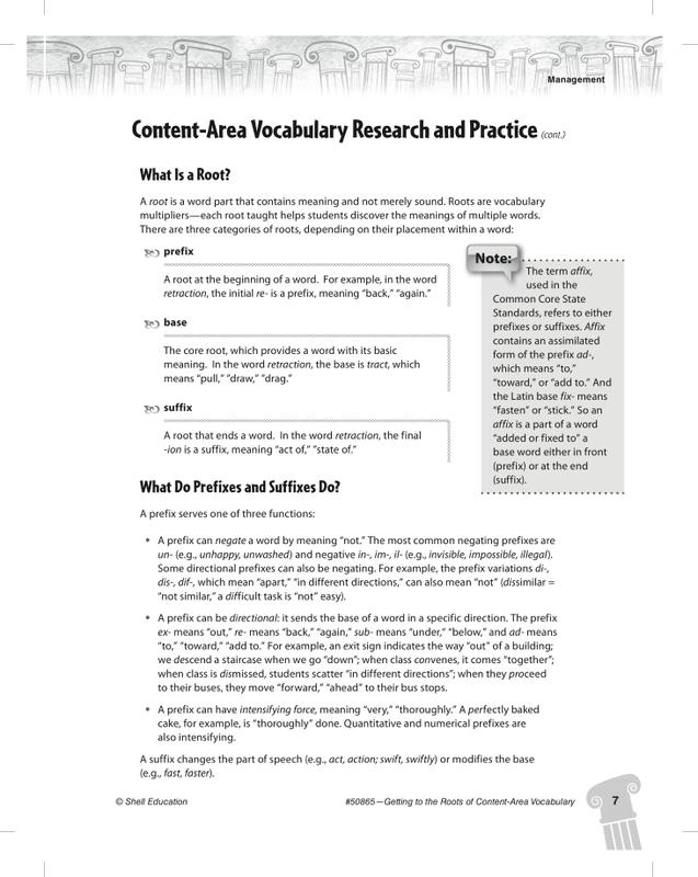 Getting to the Roots of Content-Area Vocabulary (Grade 5)