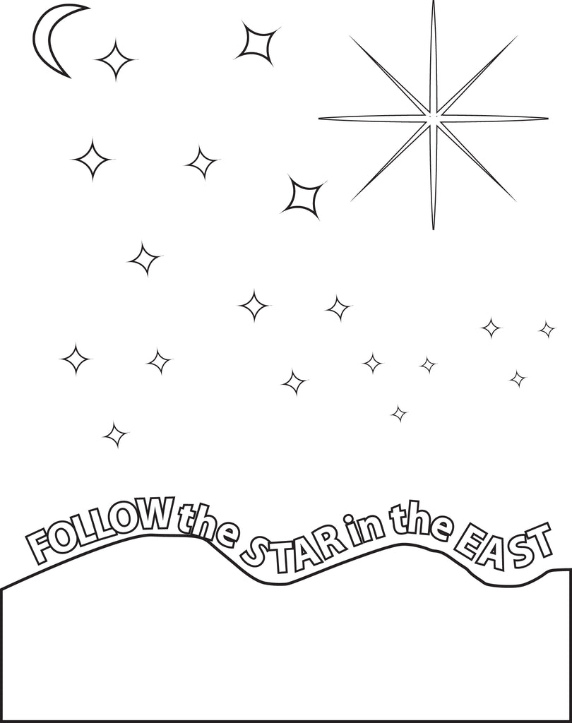 Follow The Star - FREE Printable Birth of Jesus Coloring Page for Kids