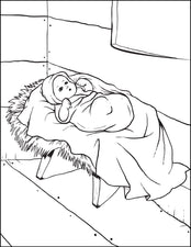 FREE Printable Baby Jesus In the Manger Christmas Coloring Page for Kids