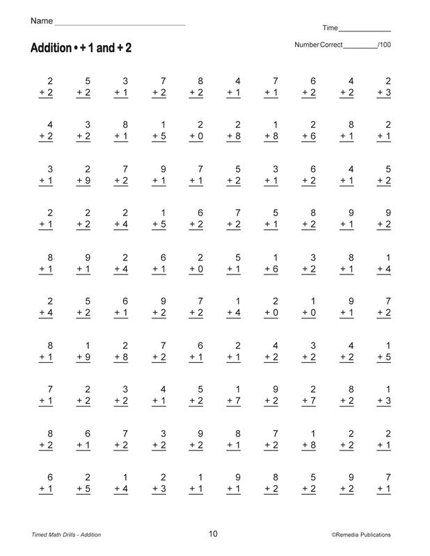 Remedia Publications Timed Math Drills Addition Activity Book | REM501 ...