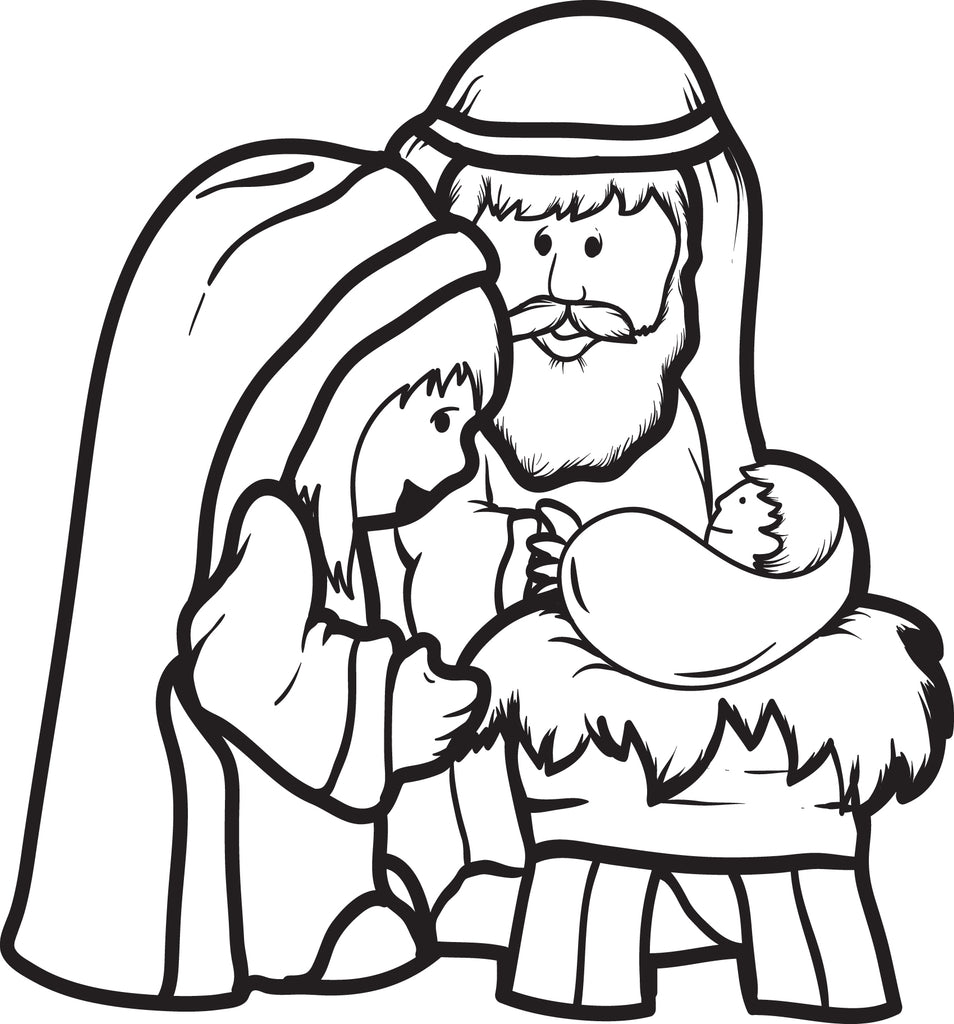 FREE Printable Mary, Joseph, & Baby Jesus Coloring Page for Kids