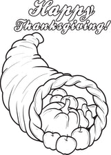 FREE Printable Cornucopia Thanksgiving Coloring Page for Kids