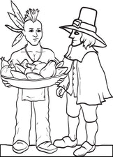 FREE Printable Pilgrim and Indian Coloring Page for Kids