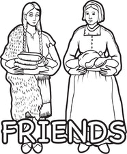 FREE Printable Pilgrim and Indian Coloring Page for Kids