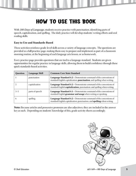 Practice, Assess, Diagnose: 180 Days of Language for Fourth Grade