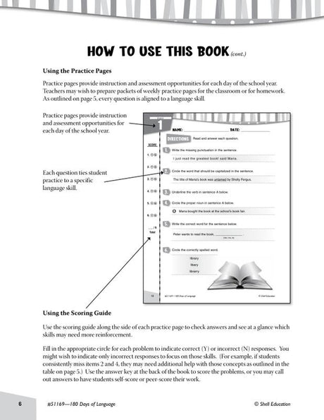 Practice, Assess, Diagnose: 180 Days of Language for Fourth Grade