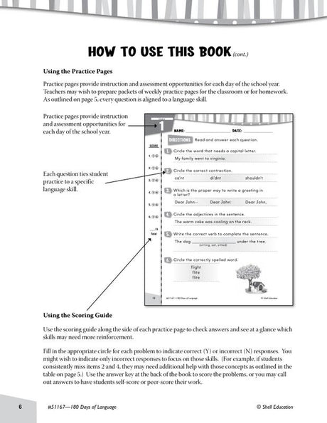 Practice, Assess, Diagnose: 180 Days of Language for Second Grade