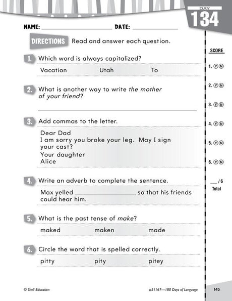 Practice, Assess, Diagnose: 180 Days of Language for Second Grade