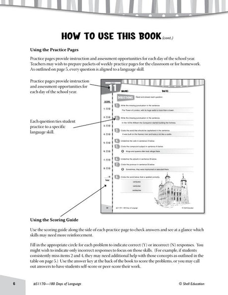 Practice, Assess, Diagnose: 180 Days of Language for Fifth Grade