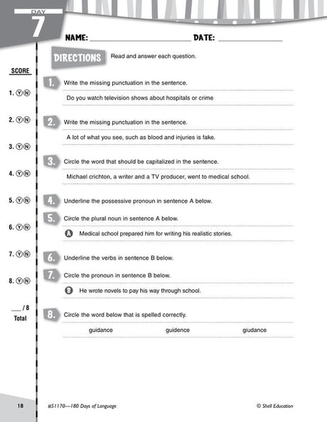Practice, Assess, Diagnose: 180 Days of Language for Fifth Grade