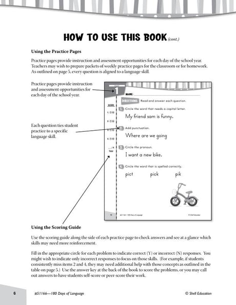 Practice, Assess, Diagnose: 180 Days of Language for First Grade