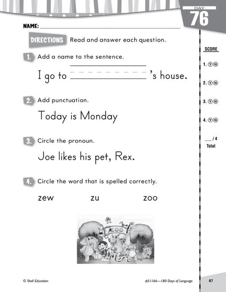 Practice, Assess, Diagnose: 180 Days of Language for First Grade