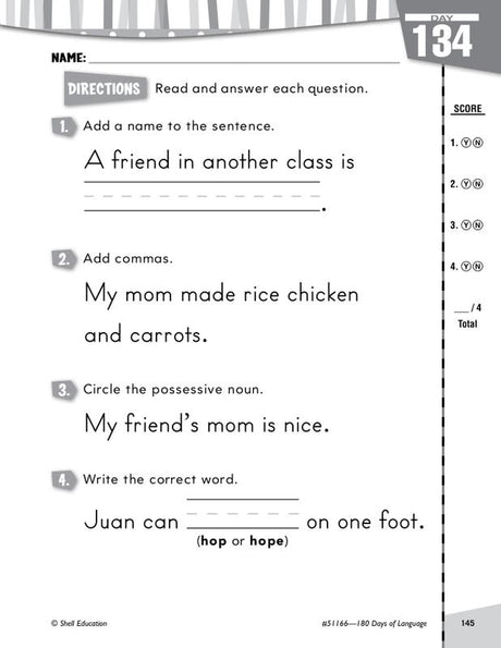 Practice, Assess, Diagnose: 180 Days of Language for First Grade