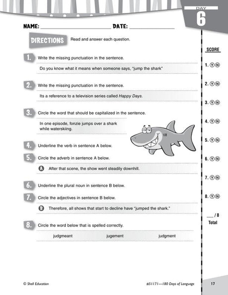 Practice, Assess, Diagnose: 180 Days of Language for Sixth Grade