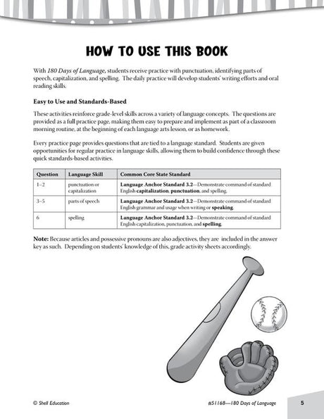Practice, Assess, Diagnose: 180 Days of Language for Third Grade