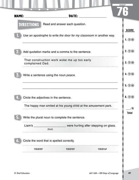 Practice, Assess, Diagnose: 180 Days of Language for Third Grade