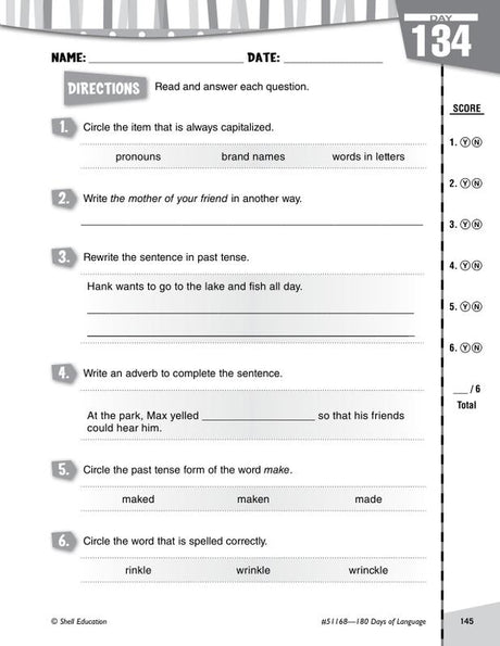 Practice, Assess, Diagnose: 180 Days of Language for Third Grade