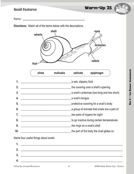 Daily Warm-Ups: Science Grade 3