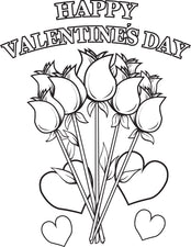 Happy Valentine's Day Flowers Coloring Page
