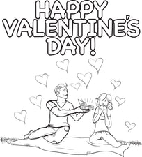 Valentine's Day Couple Coloring Page #1