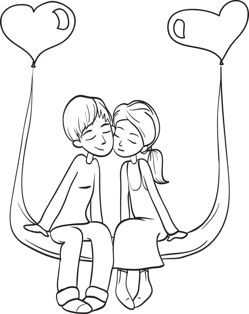 Valentine's Day Couple Coloring Page #4
