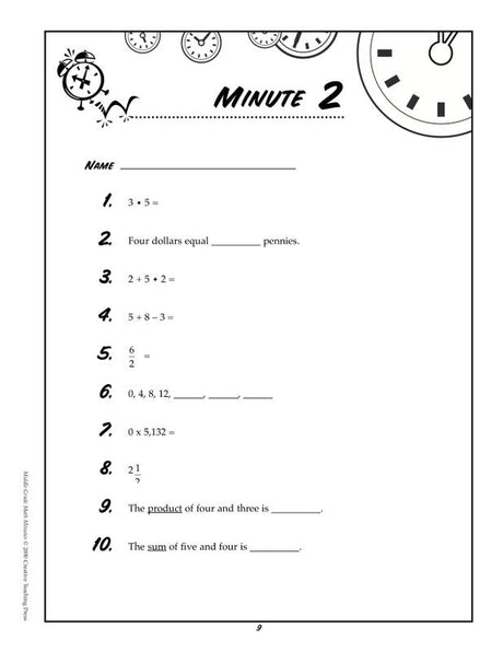 Middle-Gr Math Minutes Gr 6-8