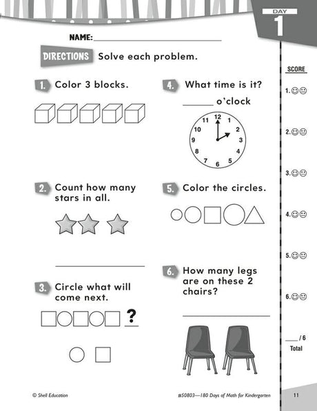 180 Days Of Math Gr K