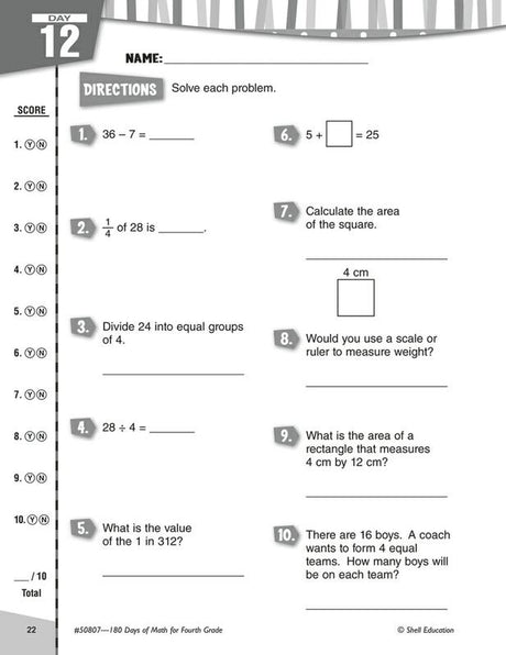 180 Days Of Math Gr 4