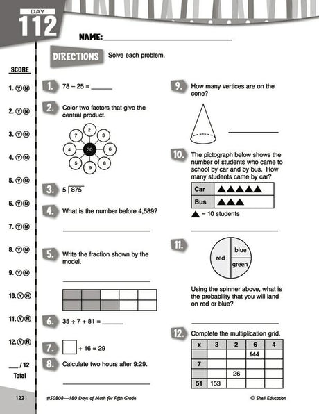 180 Days Of Math Gr 5