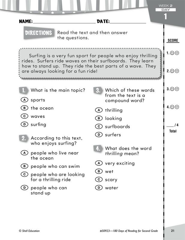 180 Days Of Reading Book For Second Grade