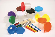 No Spill Paint Cup & Brush Set - 10 Pieces Each